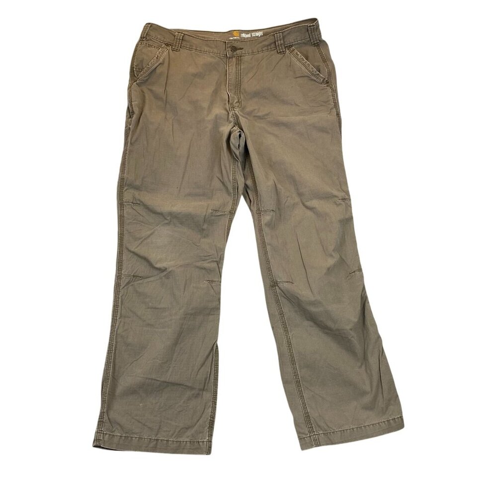 Carhartt Mens Pants 40x32 Relaxed Straight Fit Khaki 100% Cotton